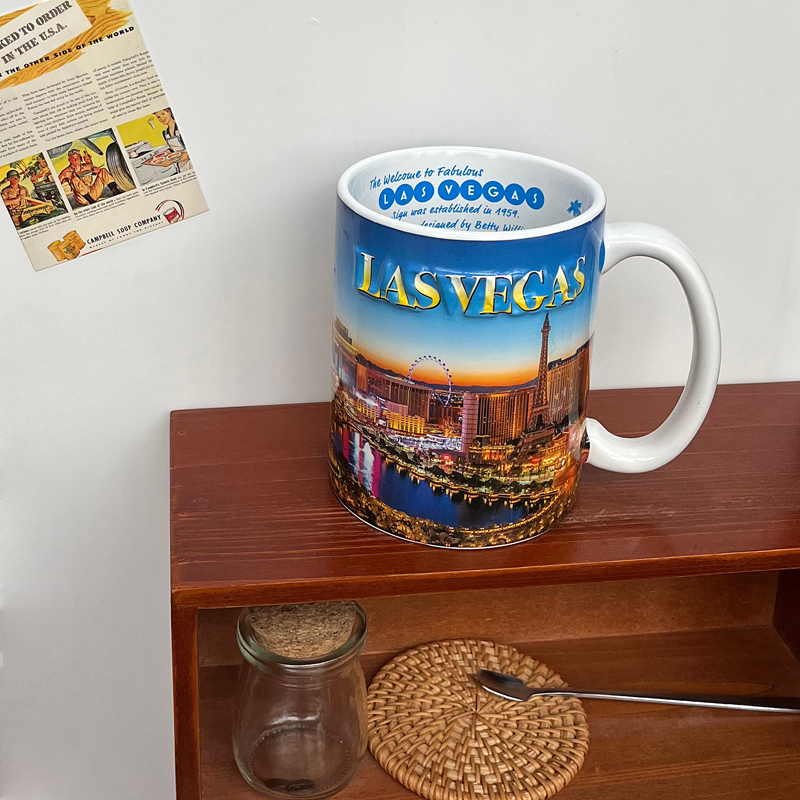 680ml Las Vegas Casino Embossed Decal Print Ceramic Mug Souvenir Beer Cup - Image 2