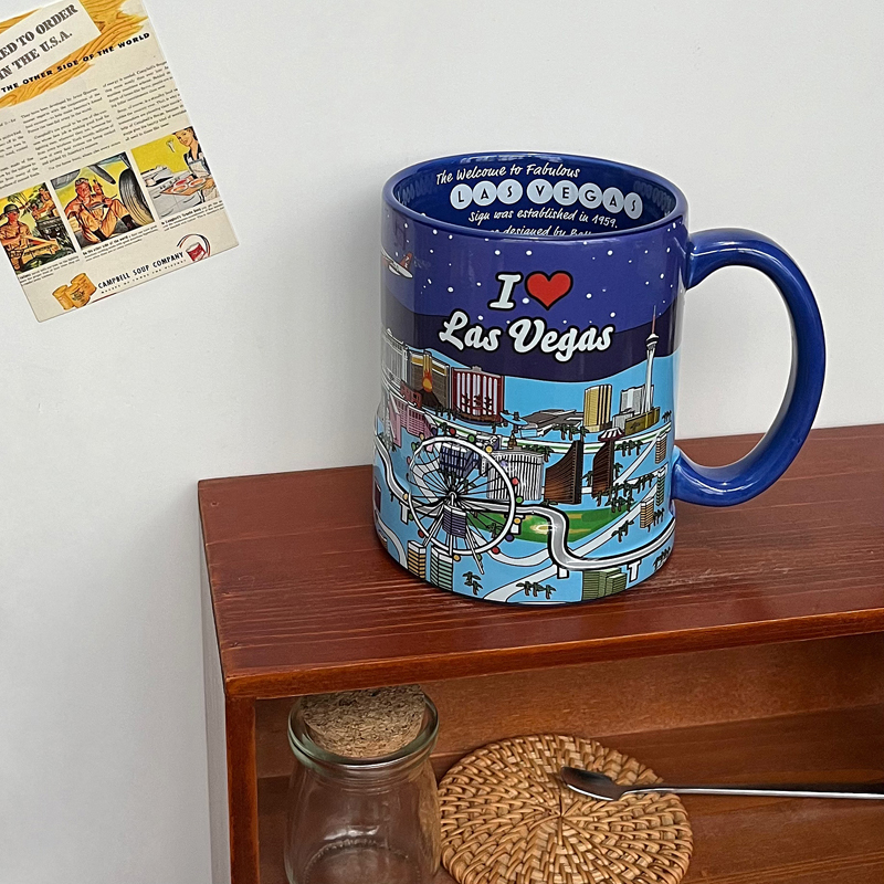 680ml Las Vegas Casino Embossed Decal Print Ceramic Mug Souvenir Beer Cup - Image 3