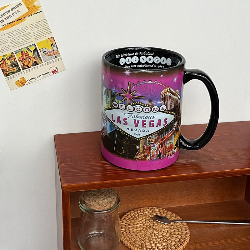 680ml Las Vegas Casino Embossed Decal Print Ceramic Mug Souvenir Beer Cup - Image 4