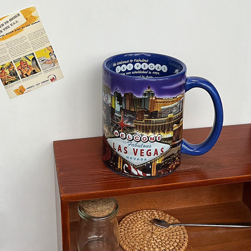 680ml Las Vegas Casino Embossed Decal Print Ceramic Mug Souvenir Beer Cup - Image 5