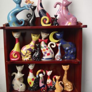 Exquisite Ceramic Mini Cat Ornaments Cute Fun Collections Office Desktop