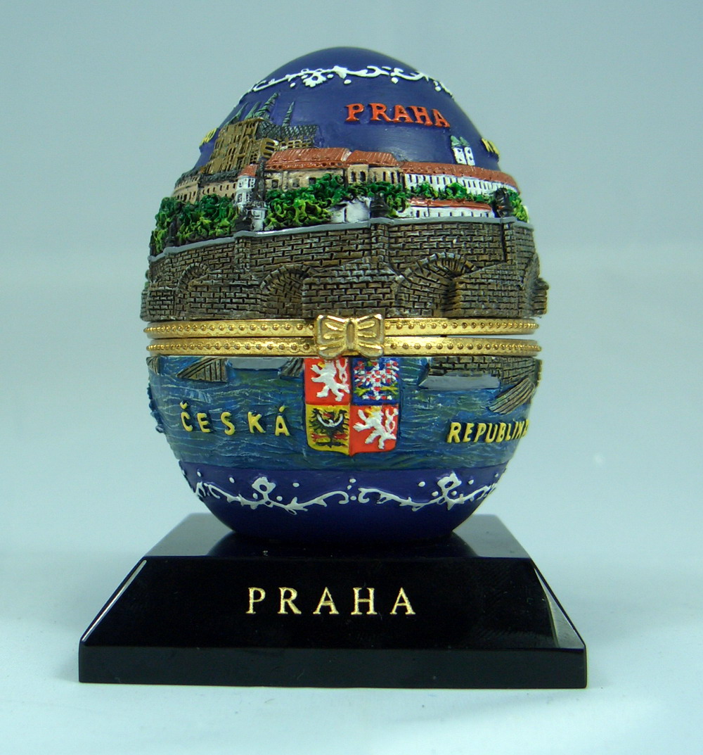 Prague (Praha) Decorative Egg Ornament Souvenir Keepsake Box Hand Paint Resin Faberge Eggs