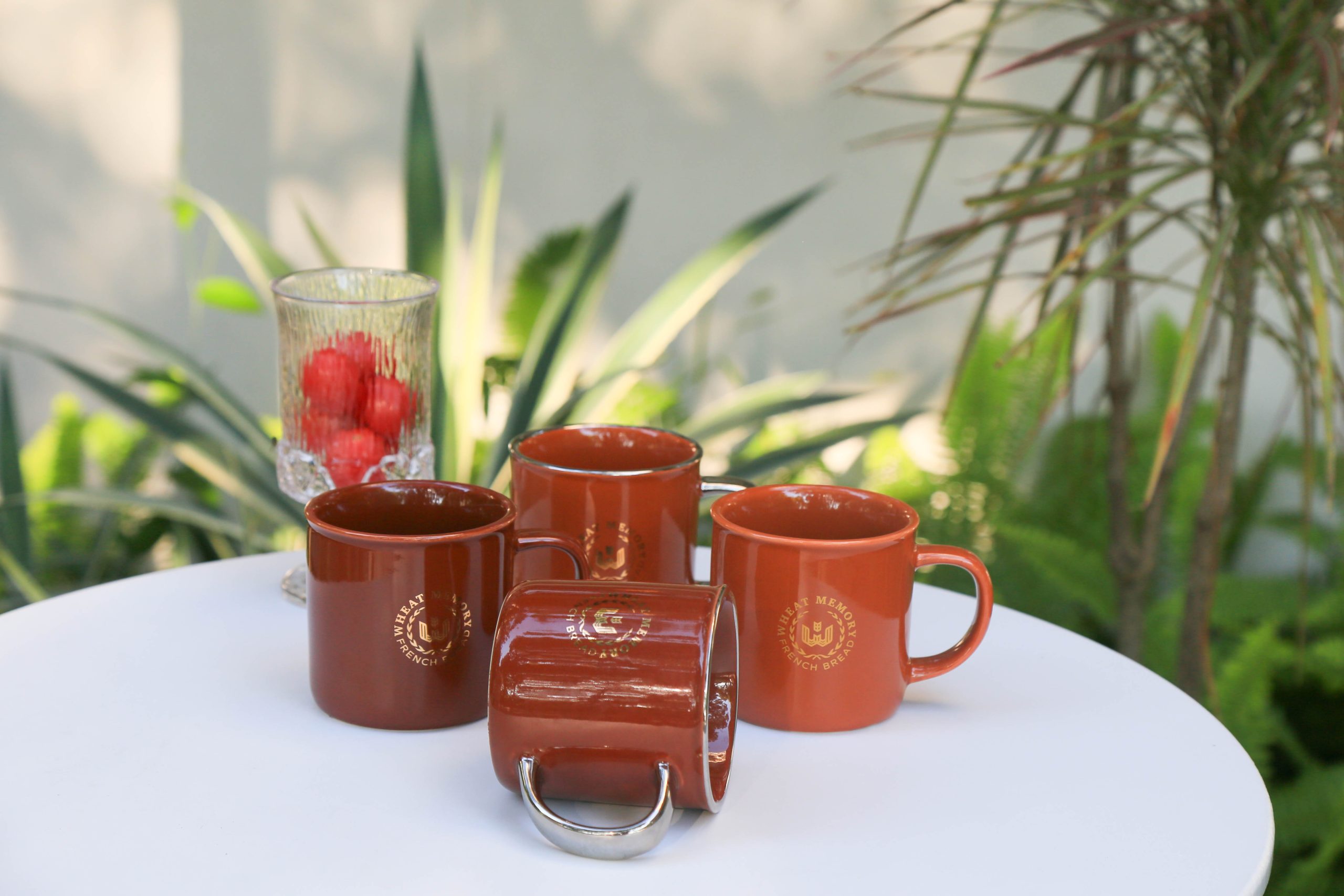 Vintage Brown Coffee Cup with Silver Rim and Handle - Image 8