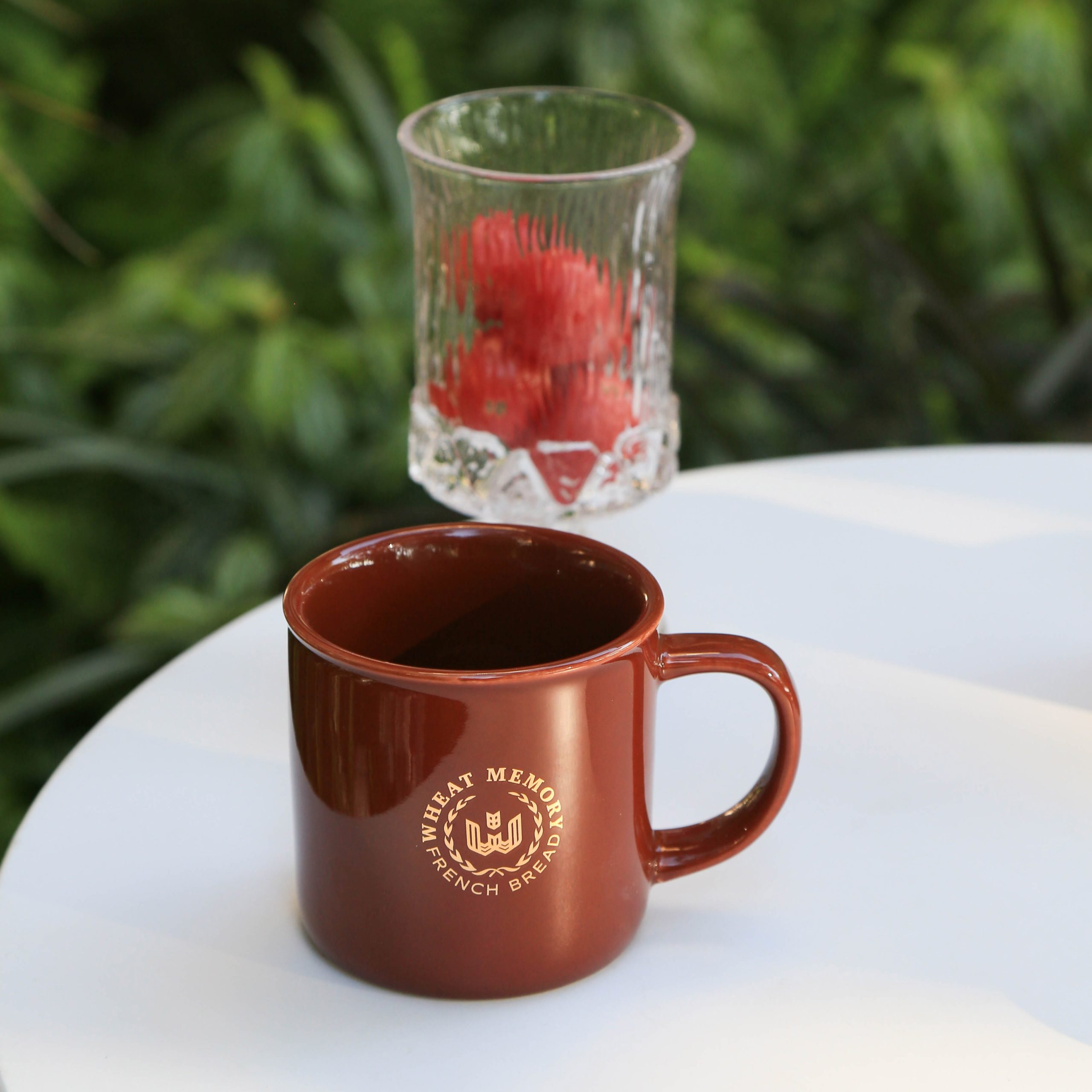 Vintage Brown Coffee Cup with Silver Rim and Handle - Image 7